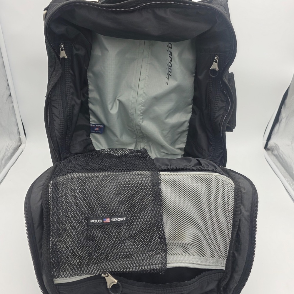 Ralph Lauren Polo Sport Roller Duffle Luggage‎ Bag Black Silver - Picture 11 of 16